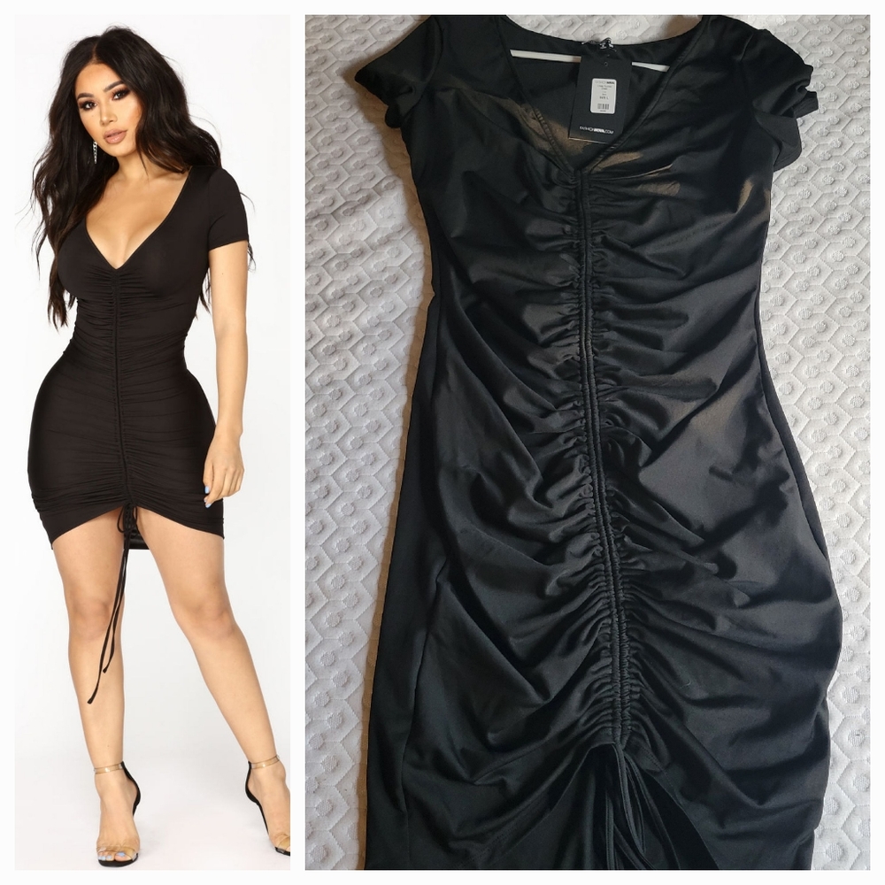 Fashion Nova Lhasa Rushed mini dress Black Large